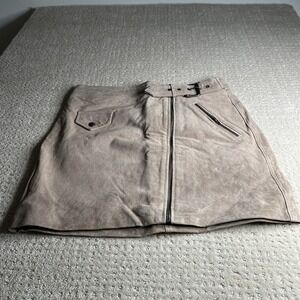 Blank NYC Beige Lined Suede Skirt Sz 28 A-line Front Zip NWT
